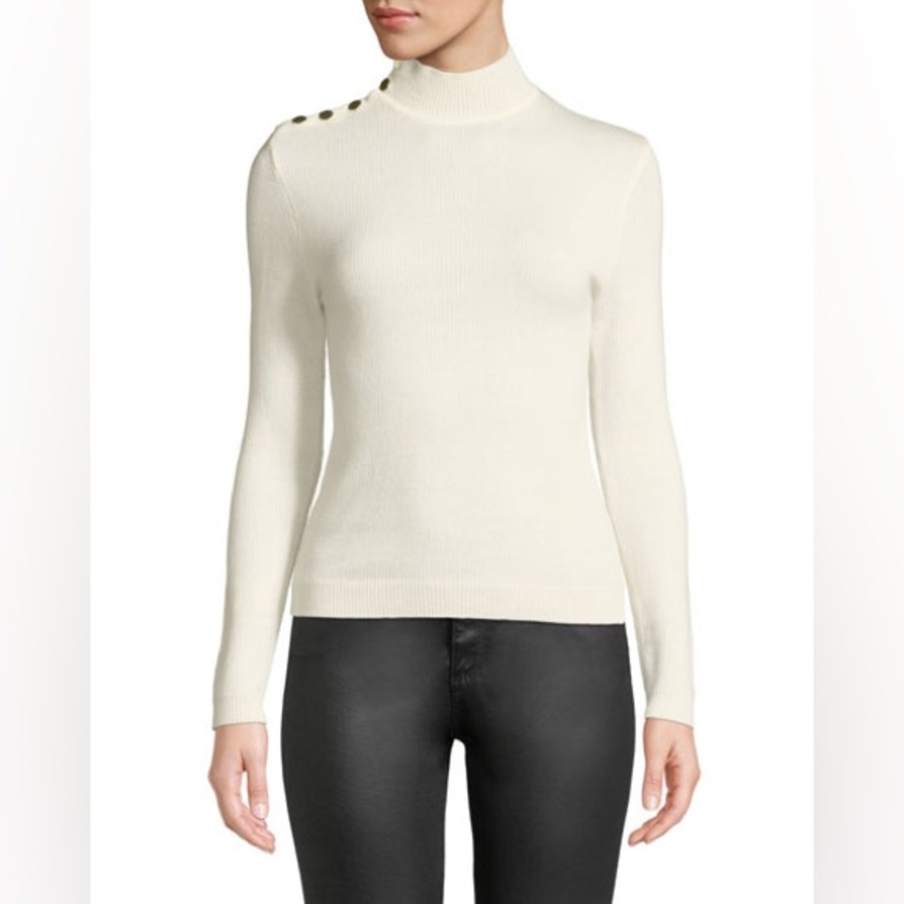 ba&sh Rock Shoulder Snap Turtleneck Sweater in Ecru